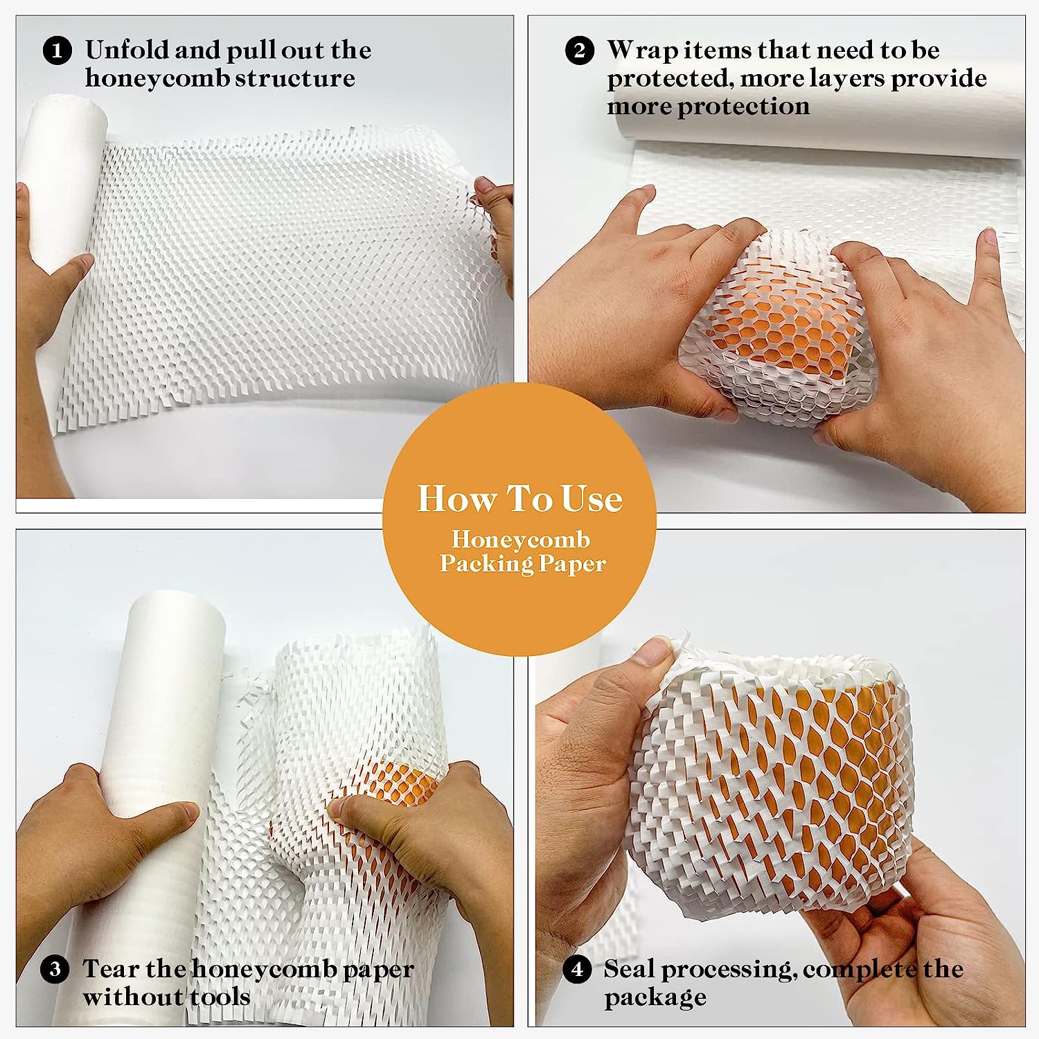 Honeycomb Packing Paper， 12" x 105' Honeycomb Cushioning Wrap Roll for Moving Shipping Packaging Gifts， Recyclable Honeycomb Paper Moving Supplies Bubble Paper Wrapping Protective Roll - Image 5